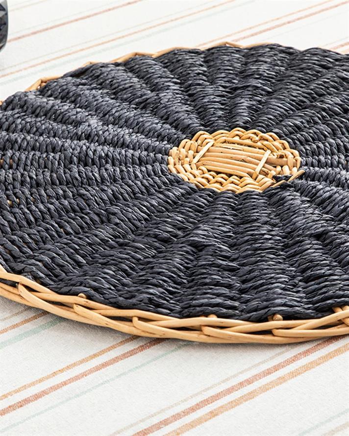 Osier Straw Place Mat 38 cm Dark Blue