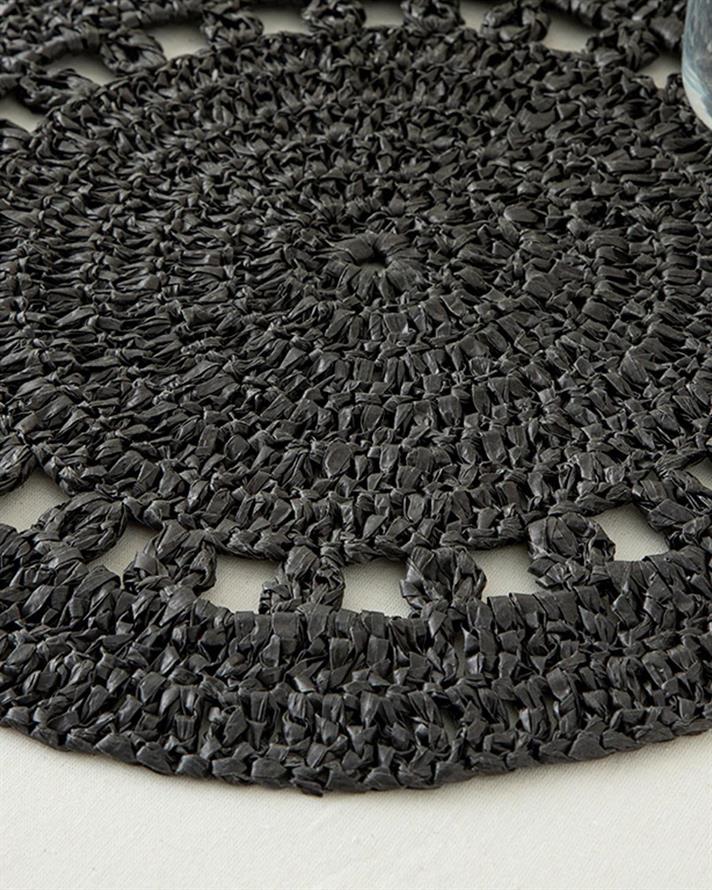 Straw Rope Raffia Place Mat 37 cm Anthracite