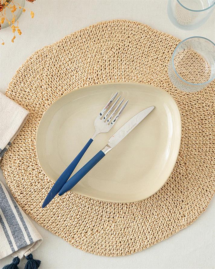 Wicker Weave Natural Thread Place Mat 37 cm Cream