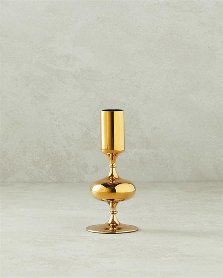 Candlelight Glass Single Candlestick 6x12 cm Gold