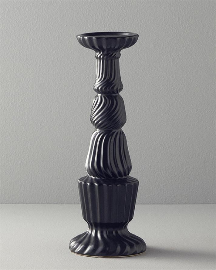 Suport lumânare, Crown, ceramică, 15x15x43 cm, antracit