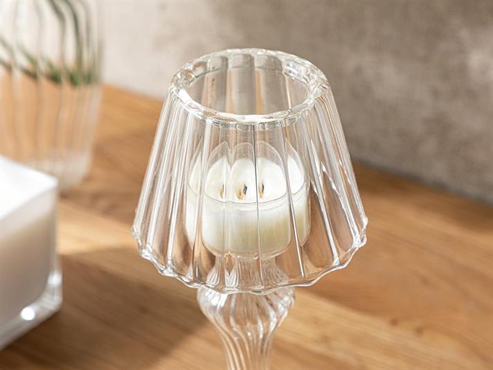 Suport lumânare, Eva, sticlă borosilicată, 9x23 cm, transparent