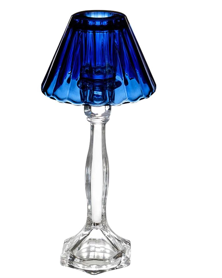 Suport lumânare, Fancy, sticlă, 6x8x30cm, bleumarin