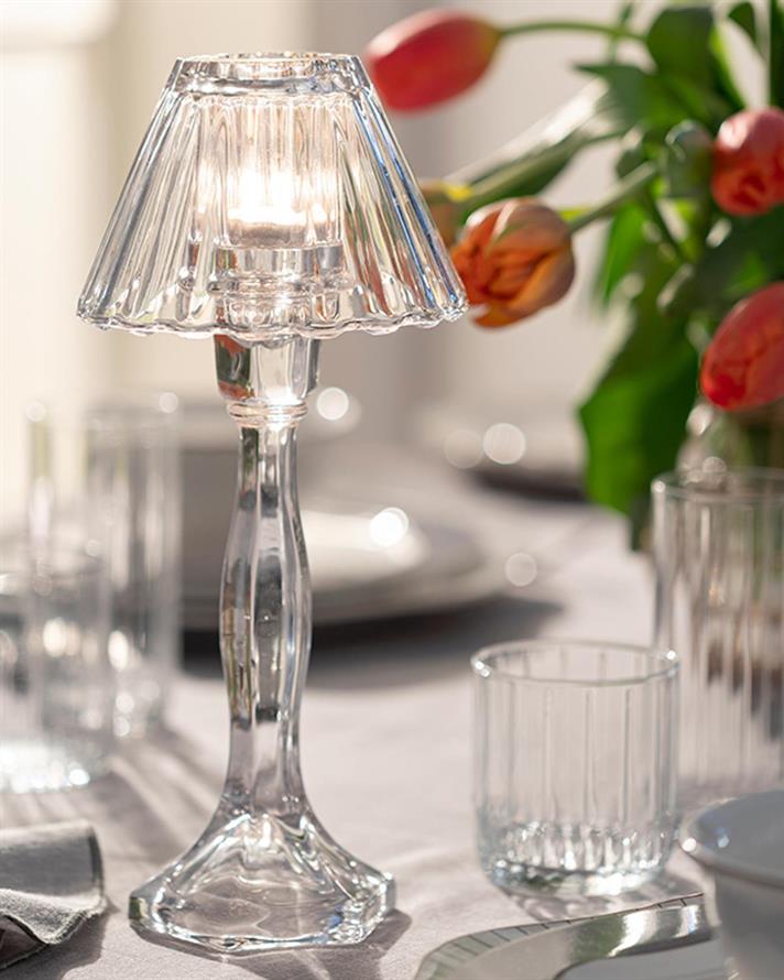 Suport lumânare, Fancy, sticlă, 6x8x30cm, transparent