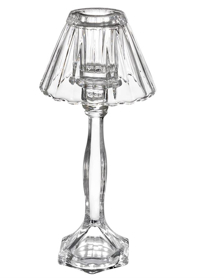 Suport lumânare, Fancy, sticlă, 6x8x30cm, transparent