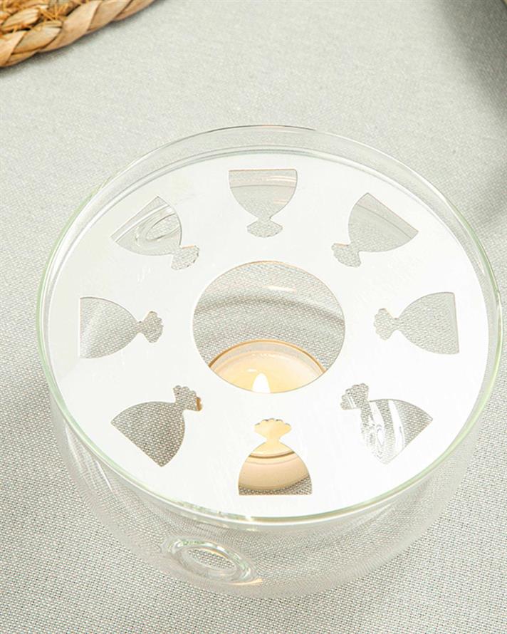 Suport încălzitor pentru ceainic, Sahara, sticlă, 12,9x9,6 cm, transparent