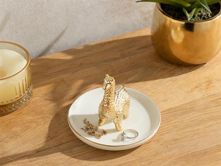 Suport pentru bijuterii, Animals, gresie ceramica, 11,5x11,5x9,3 cm, auriu