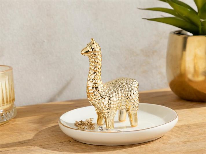 Suport pentru bijuterii, Animals, gresie ceramica, 11,5x11,5x9,3 cm, auriu