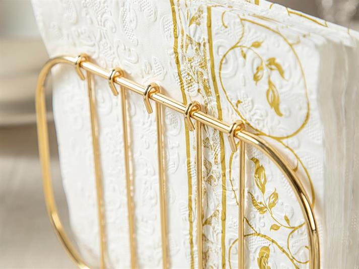 Suport pentru șervețele, Gales, metal, 17x11 cm, auriu