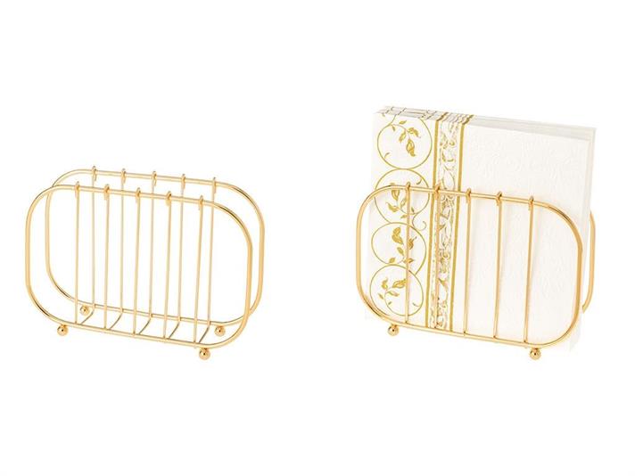 Suport pentru șervețele, Gales, metal, 17x11 cm, auriu