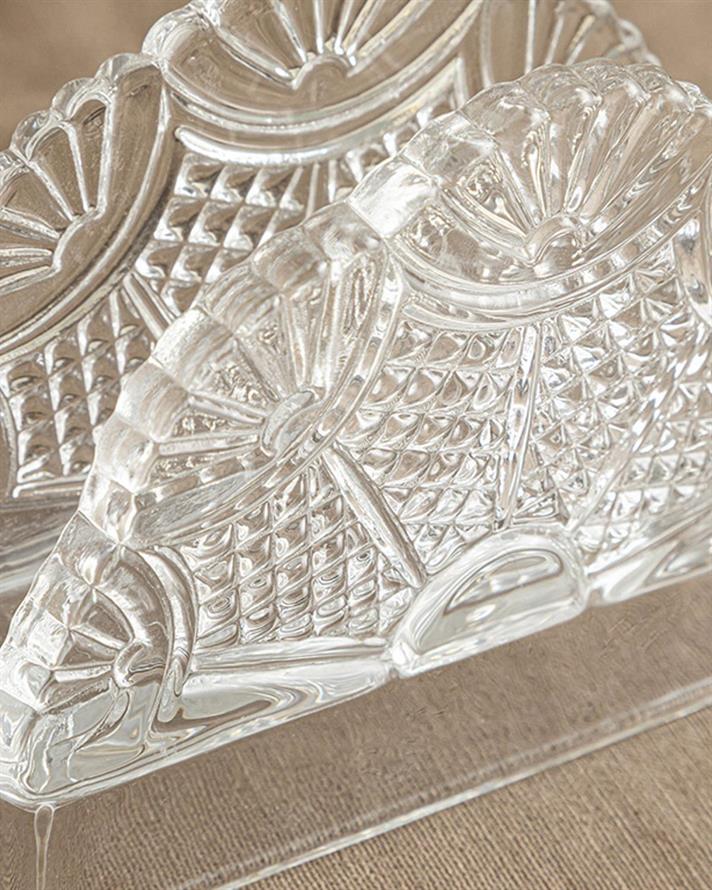 Suport servetele, Karissa, sticla, 13x9 cm, transparent