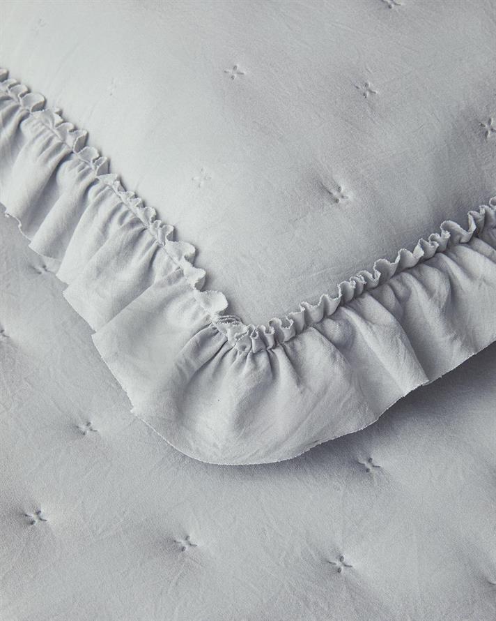 Set cuvertura pat cu fete de perna, pentru doua persoane, Swanky, poliester, 200x220 cm, gri