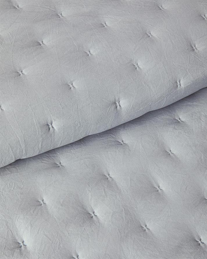 Set cuvertura pat cu fete de perna, pentru doua persoane, Swanky, poliester, 200x220 cm, gri