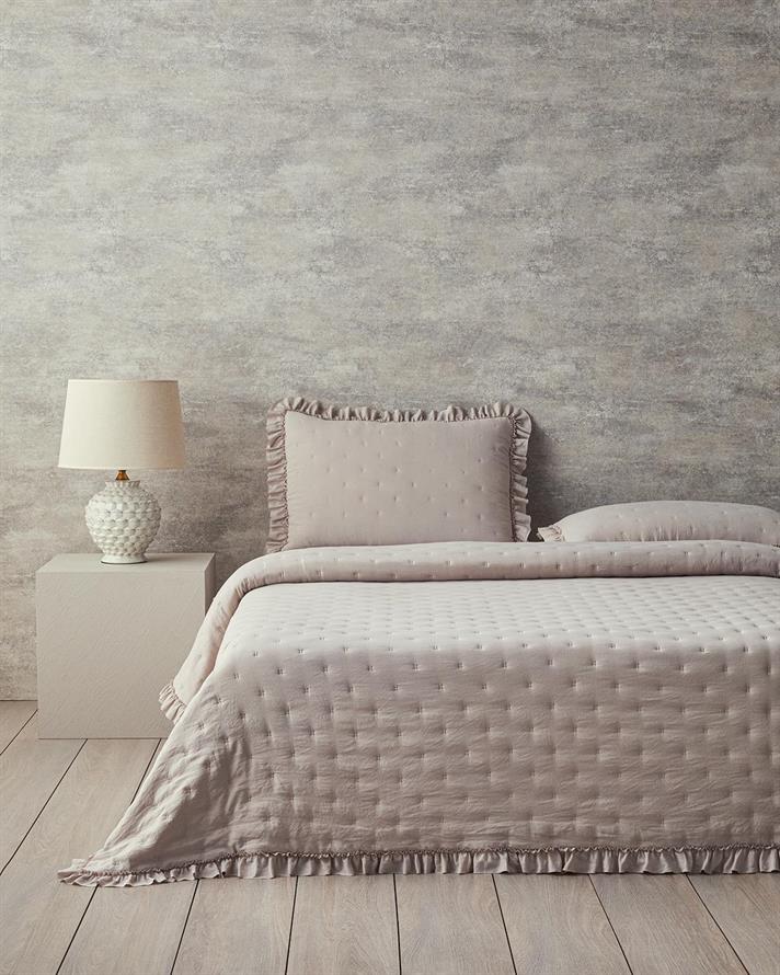 Swanky Cu Volane King Size Set Cuverturi Pat 240x220 cm Bej