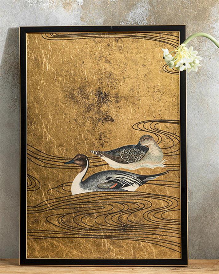 Tablou, Duck Family, mdf, 35x50 cm, auriu