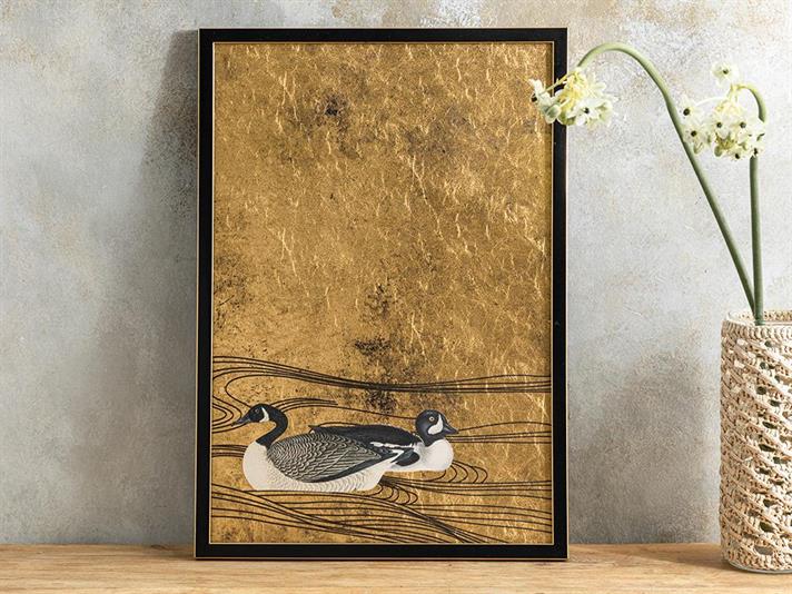 Tablou, Floating Ducks, mdf, 35x50 cm, auriu