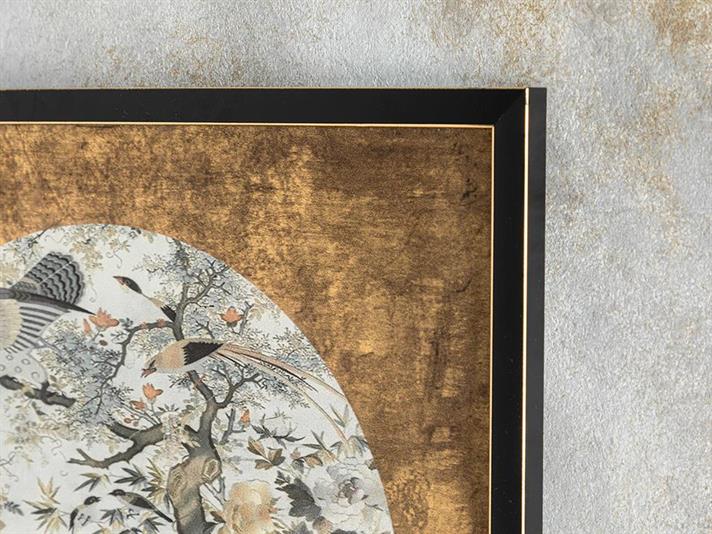 Tablou, Peacock Garden, mdf, 40x40 cm, auriu