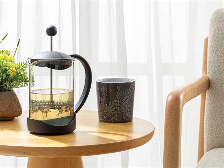 Cafetieră French Press, Tapis, sticlă borosilicată, 800 ml, negru