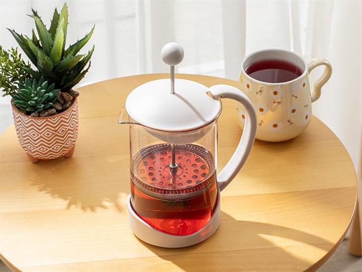 Cafetieră French Press, Tapis, sticlă borosilicată, 800 ml, bej