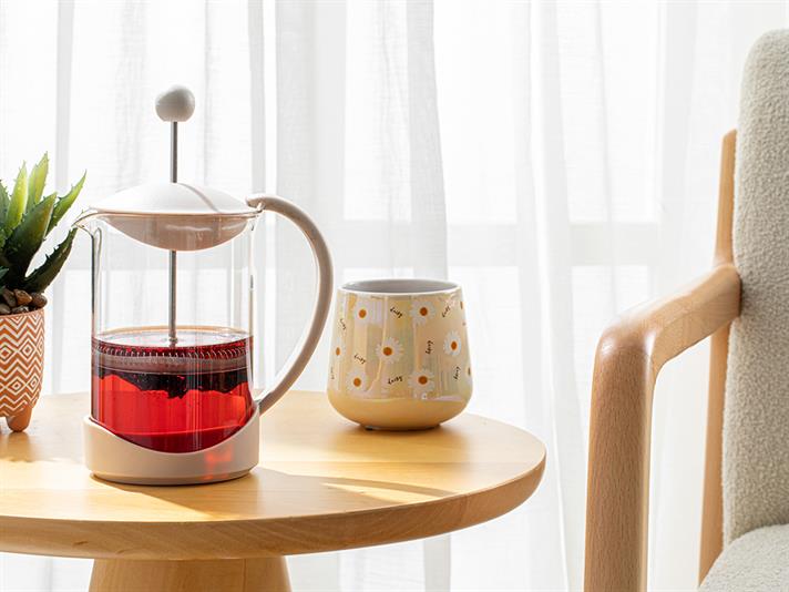 Cafetieră French Press, Tapis, sticlă borosilicată, 800 ml, bej