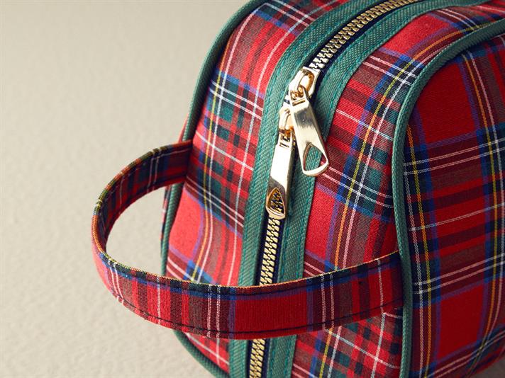 tartan Poliester Geantă De Călătorie 11x26x16 cm Roșu