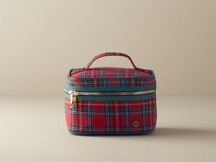 tartan Poliester Geantă De Călătorie 13x19x13.5 cm Roșu