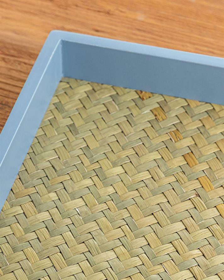 Tavă decorativă, Alexa, răchită, 32x32x4 cm, bleu