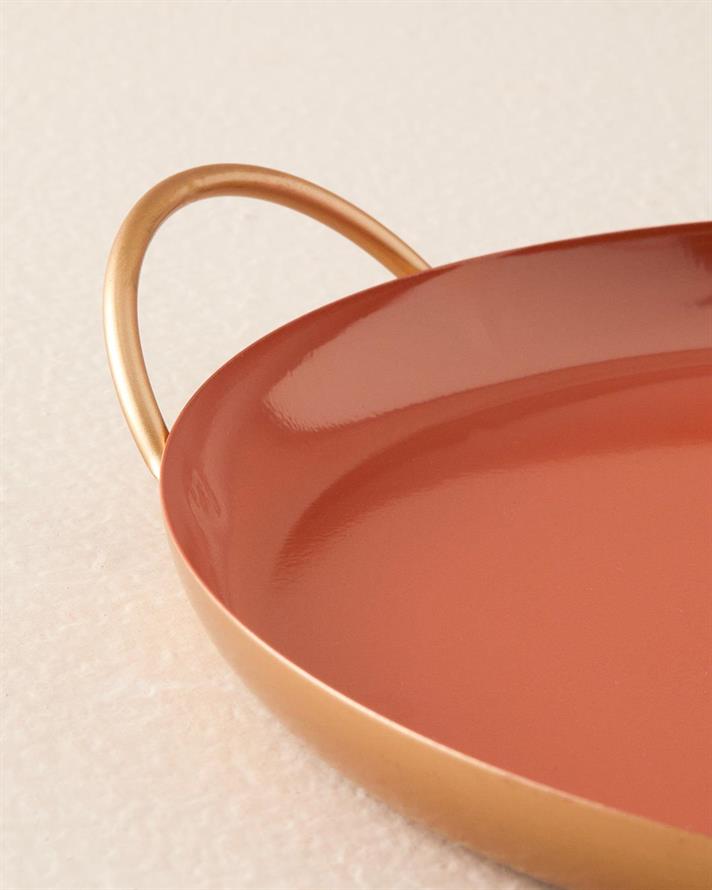 Tavă decorativă, Aloha, metal, 30,5x26,5x5,5 cm, terracotta