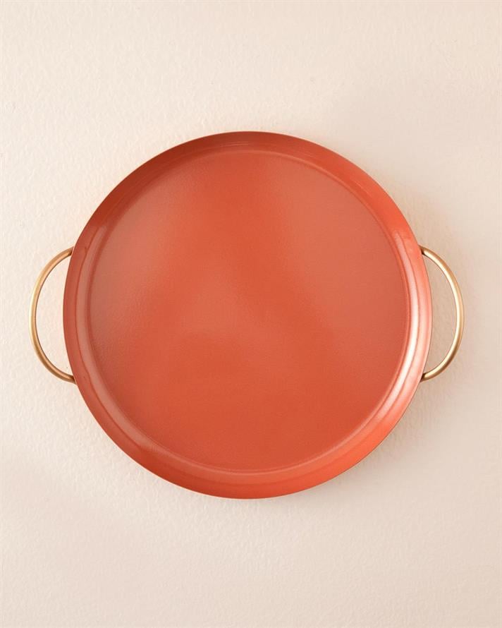 Tavă decorativă, Aloha, metal, 30,5x26,5x5,5 cm, terracotta