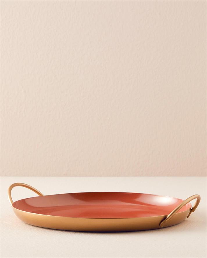 Tavă decorativă, Aloha, metal, 30,5x26,5x5,5 cm, terracotta