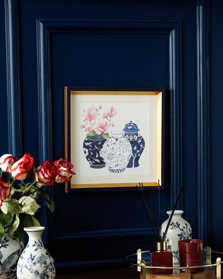 Bleu Blanc Glass Decorative Tray 31x46 cm Gold