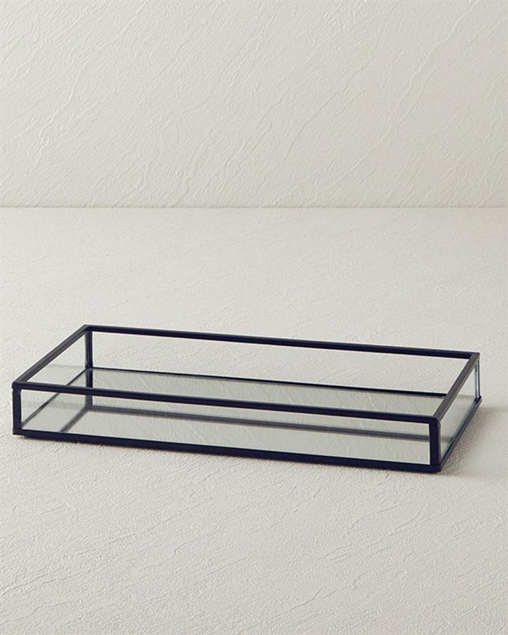 Tavă decorativă, Deluxe, sticlă, 25,5x13,5x3cm, negru