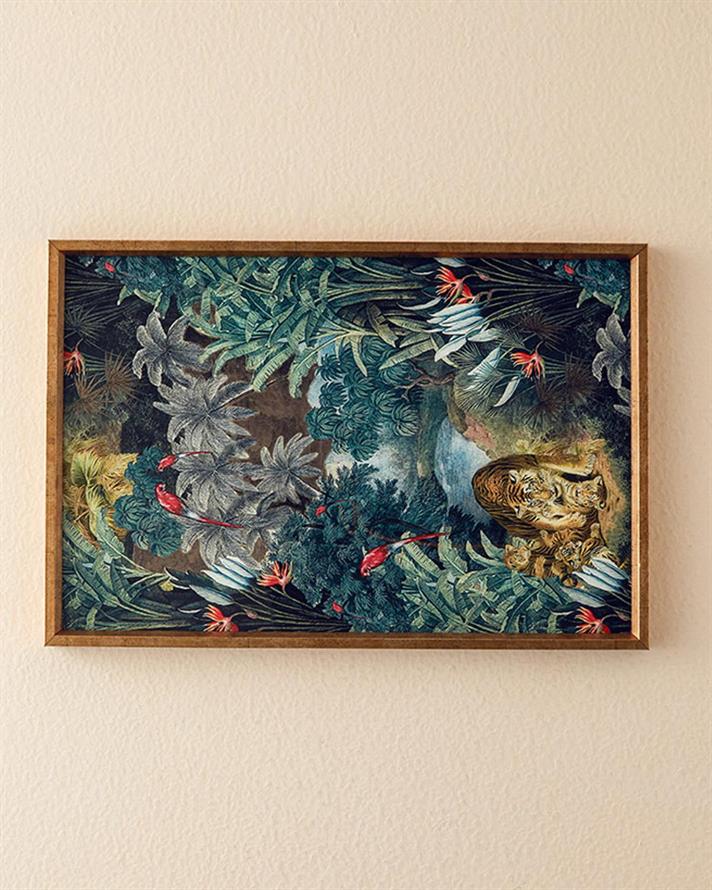 Tavă decorativă, Exotic Forest, sticlă, 31x46 cm, verde închis