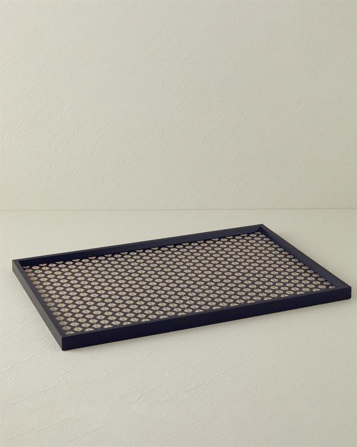Tavă decorativă, Flower Dots, mdf, 31x46 cm, negru
