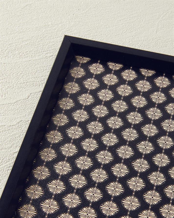 Tavă decorativă, Flower Dots, mdf, 31x46 cm, negru
