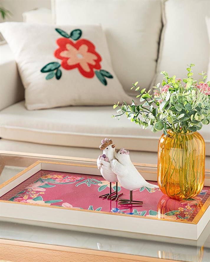 Flowertopia Decorative Tray 31x46 cm Pink