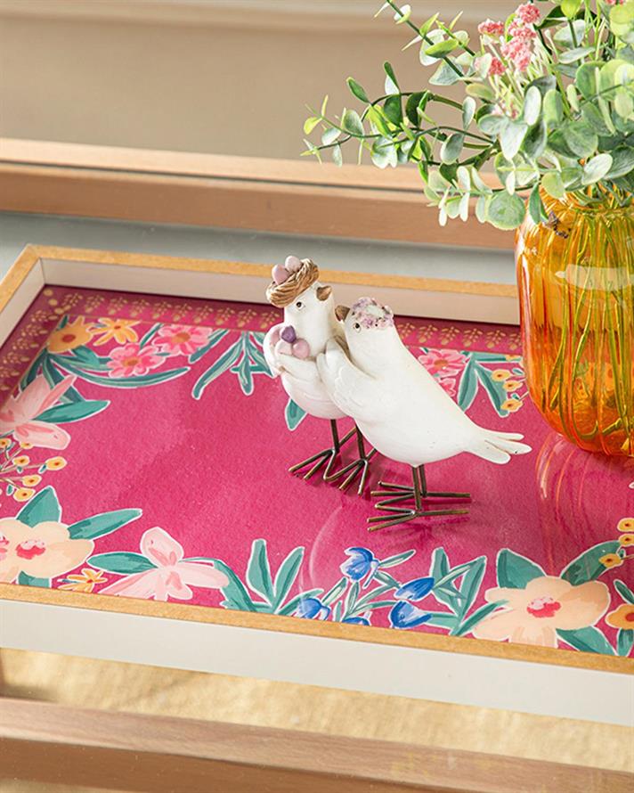 Flowertopia Decorative Tray 31x46 cm Pink