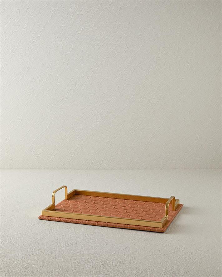 Karen Faux Leather Decorative Tray Tan