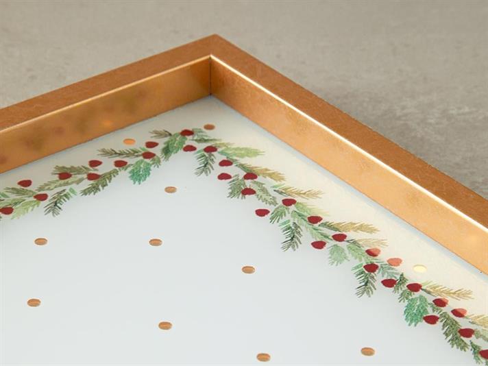 Tavă decorativă, Kokina, sticlă, 31x46 cm, auriu