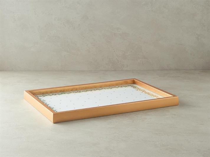 Tavă decorativă, Kokina, sticlă, 31x46 cm, auriu