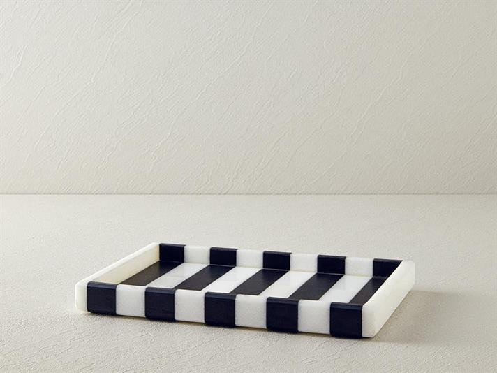 Marble Marble Decorative Tray Black-White