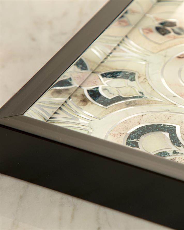 Tavă decorativă, Megan, sticlă-plastic, 31x46 cm, bleumarin