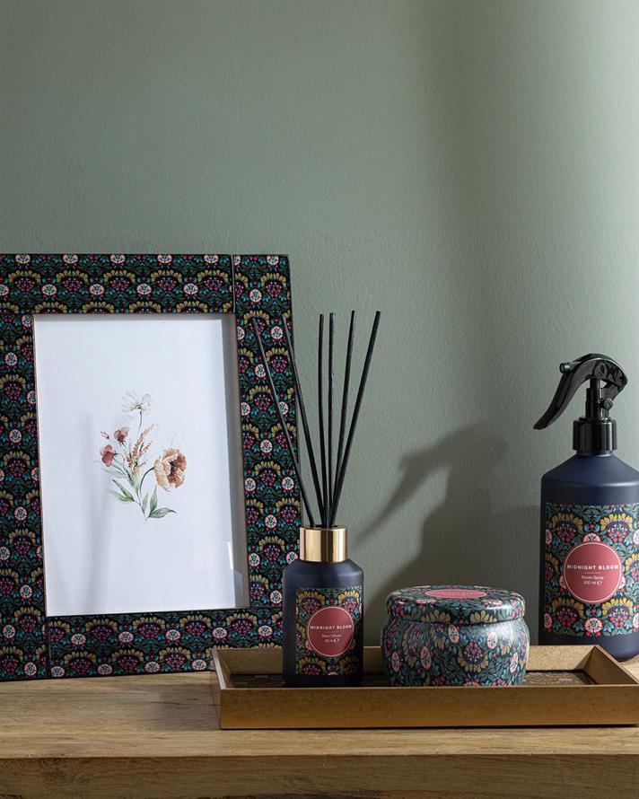 Tavă decorativă, Midnight Bloom, sticlă, 16x26 cm, negru