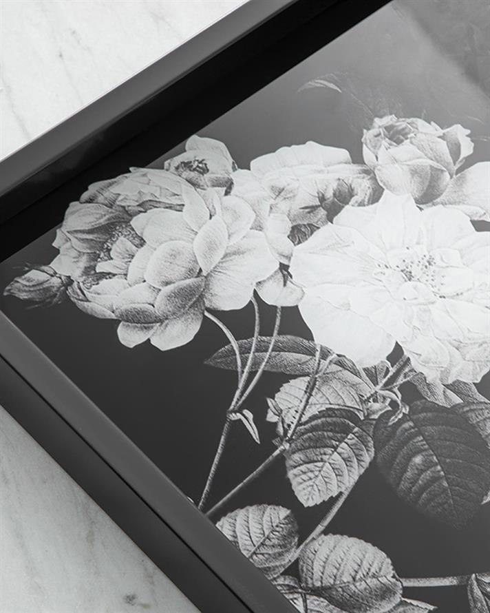 Rose in Black Decorative Tray 35x35 cm Black