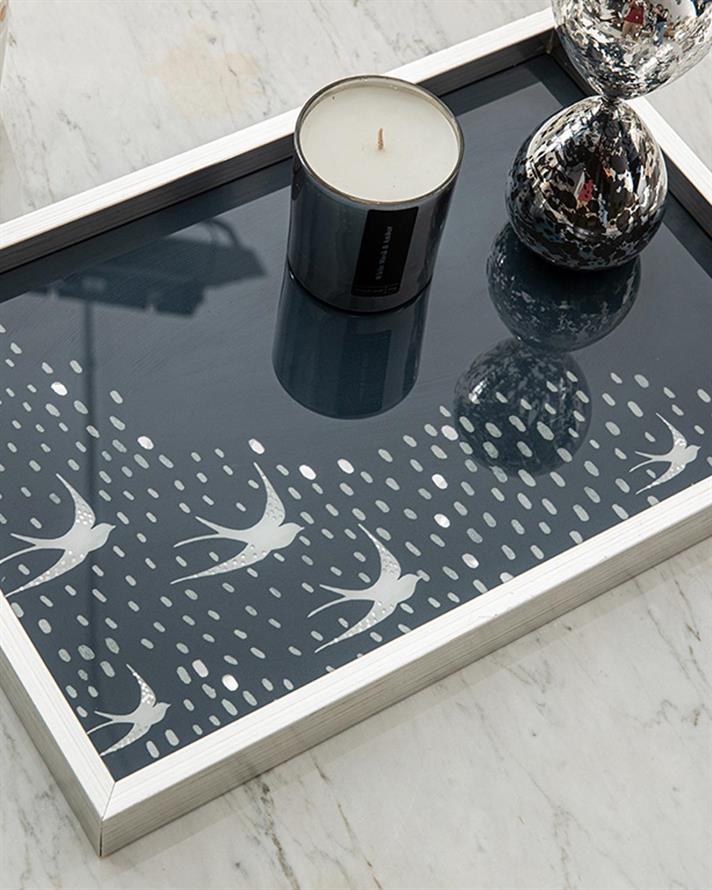 Tavă decorativă, Swallow, plastic, 31x46 cm, bleumarin