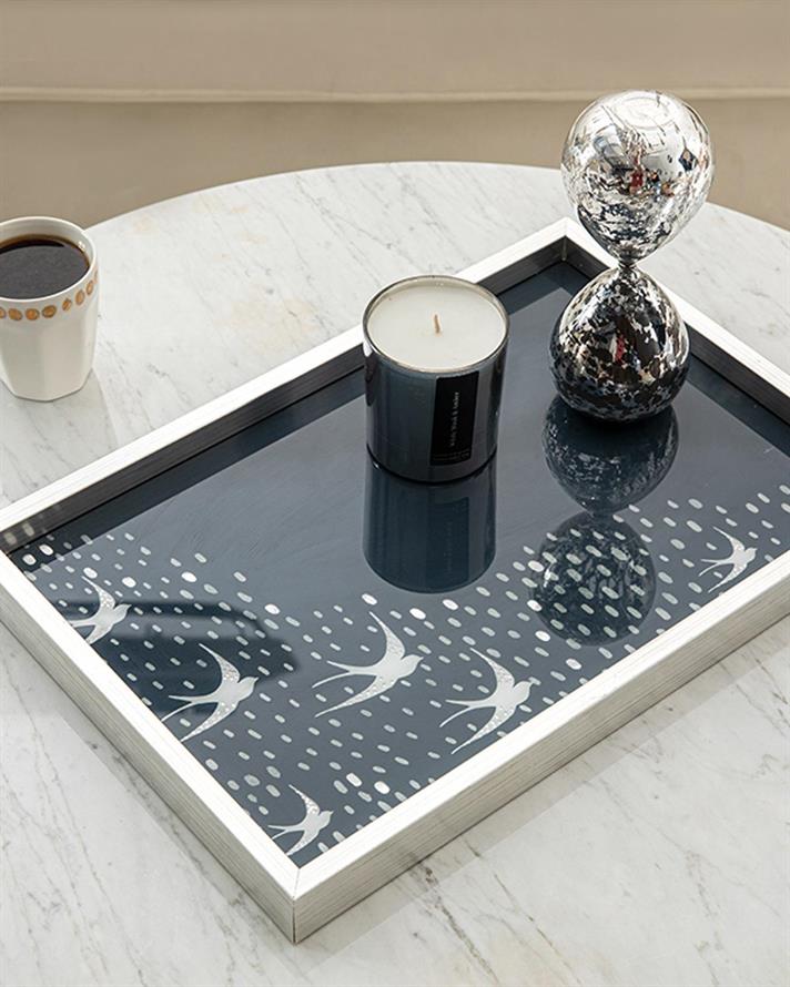 Tavă decorativă, Swallow, plastic, 31x46 cm, bleumarin