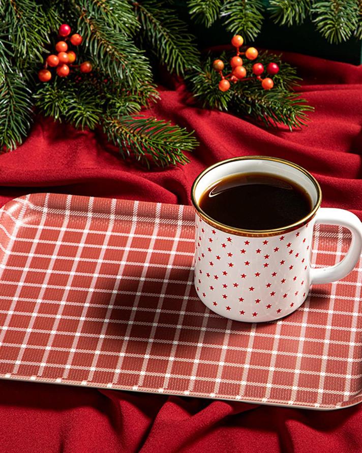 Tavă servire, Basic Checked, melamină, 20x28,5 cm, bordo