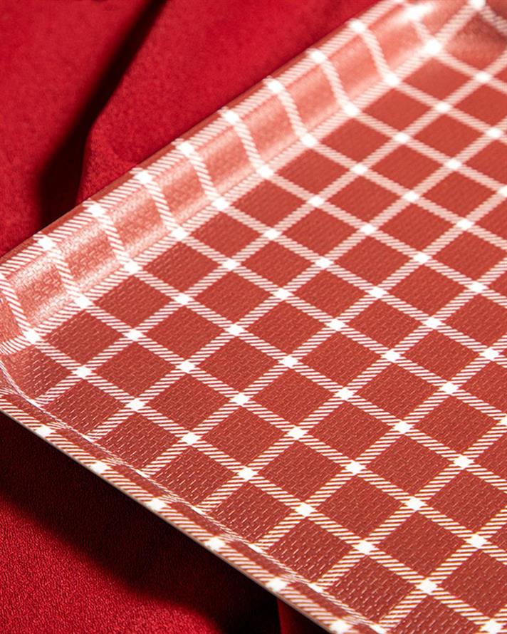 Tavă servire, Basic Checked, melamină, 20x28,5 cm, bordo