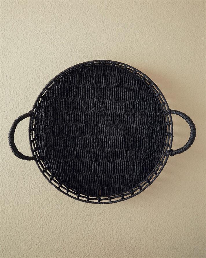 Tavă servire, Calantha, raffie, 35 cm, negru