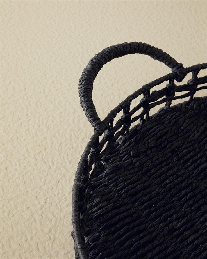 Tavă servire, Calantha, raffie, 35 cm, negru